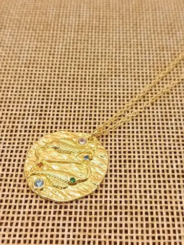 빈티지 골드 체인 지르코니아 목걸이 별자리 물고기자리