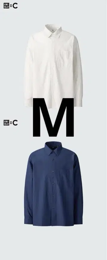 UNIQLO C 브로드 오버사이즈 셔츠 스트라이프 네이비 세트 M