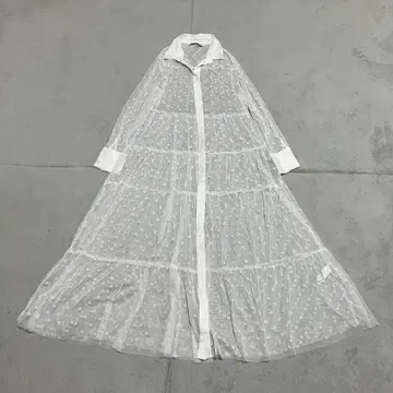 ZARA 도트 튤 셔츠 원피스 시어 셔츠 원피스 화이트