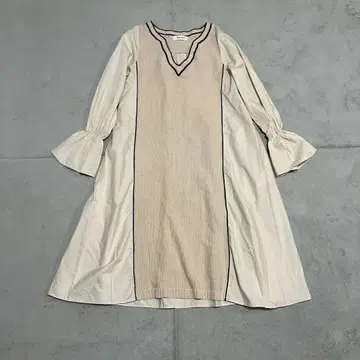 machatt 마차트 도킹 플레어 니트 원피스 베이지 F