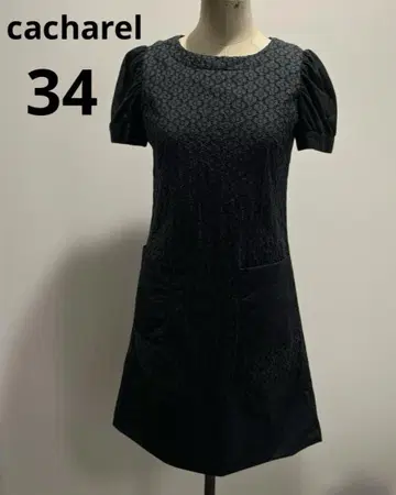 cacharel 캐샤렐 블랙 레이스 무늬 꽃무늬 반팔 원피스 34