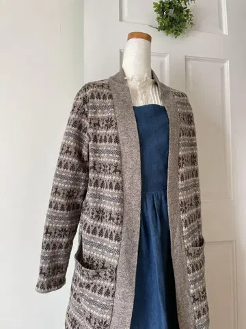 루돌프 무늬 니트 롱 가디건 handmade