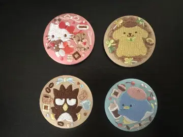 산리오 자수 캔뱃지 4종 세트