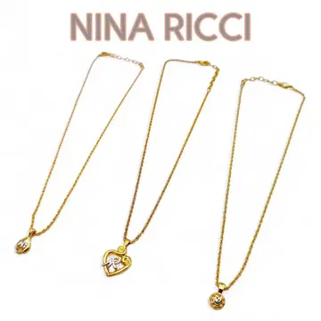 NINA RICCI 로고 하트 물방울 큐빅 목걸이 3종 새상품급