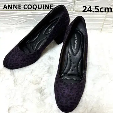 미사용 앙코키느 레오파드 무늬 펌프스 퍼플 24.5cm