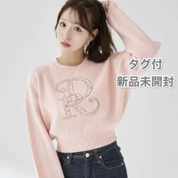 다리치 darich DR 비쥬 볼륨 리브 니트탑 핑크 로고