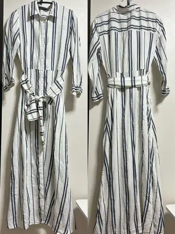 ZARA WOMEN 자라 롱 원피스 린넨 긴팔 셔츠 원피스 M