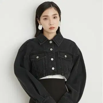[ 새상품급 ] 릴리 브라운 데님 자켓 셋업 상 BLK