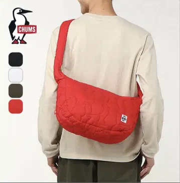 CHUMS 부비 스티치 숄더백 빨간색 나일론 대용량