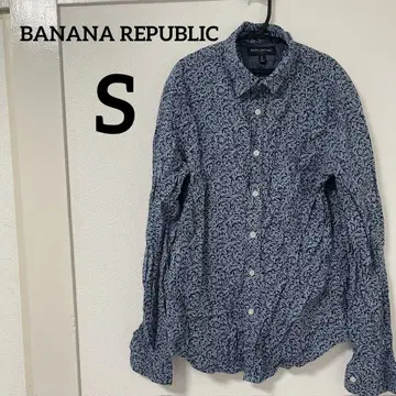 BANANA REPUBLIC [ S ] 잎 패턴 슬림핏 셔츠 블루