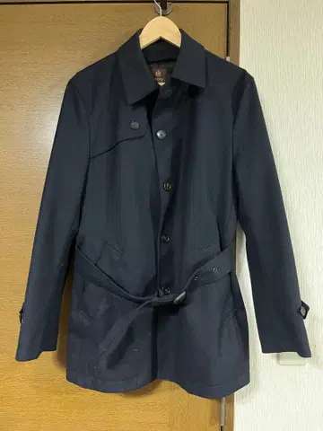 다케오 키쿠치 스텐카라 코트 벨트 포함 네이비 비즈니스 울