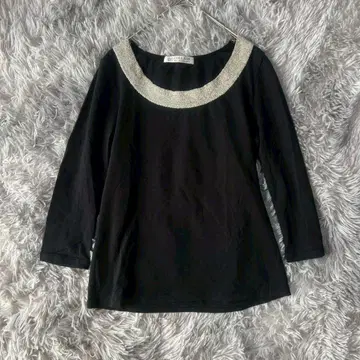 콜라주 개럴개런트 티셔츠 [ F ] 블랙 7부 소매 목 부분 화려함