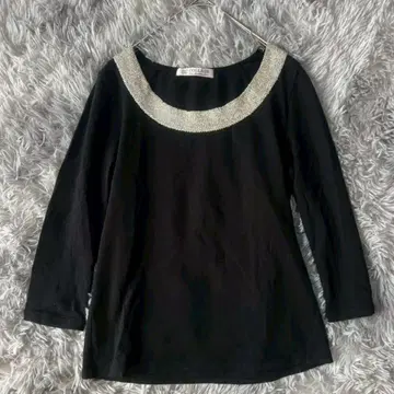 콜라주 개럴개런트 티셔츠 [ F ] 블랙 7부 소매 목 부분 화려함