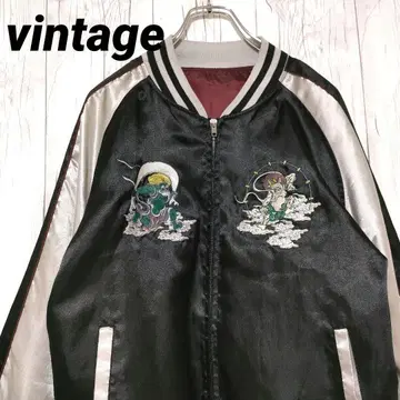 빈티지 스카잔 요코스카 자수 디자인 풍신뇌신  L 상당