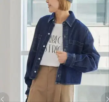 Spick & Span 숏 데님 셔츠 (블루)