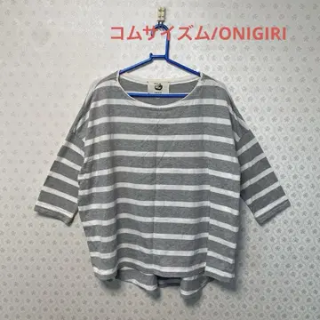 컴시즘 오니기리 7부 소매 기장 티셔츠 여성용 11 보더