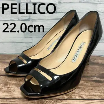 [ 22.0cm ] PELLICO 아넬리 페이턴트 오픈토 핑힐 블랙