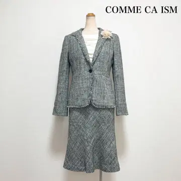 COMME CA ISM 트위드 원피스 수트 그레이 라메 세레모니