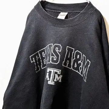 헤인즈 텍사스 A&M 대학 로고 맨투맨 트레이닝복 블랙 L 구제 의류