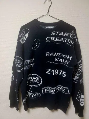 ZARA 그래픽 니트 스웨터 블랙 S y2k