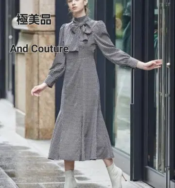 And Couture 체크 무늬 롱 드레스