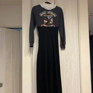 리메이크 프릴 하이넥 2톤 롱 원피스 빈티지