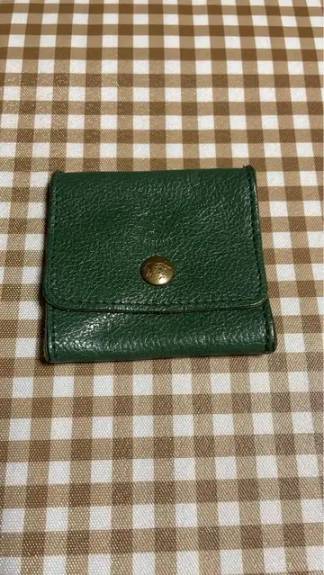 IL BISONTE 그린 가죽 접이식 동전 지갑