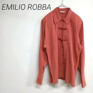 EMILIO ROBBA 코랄 핑크 긴팔 셔츠 38 M 장식 버튼