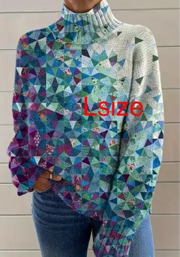 산뜻하고 귀여운 만화경 패턴 스웨터 [미사용 새상품] Lsize