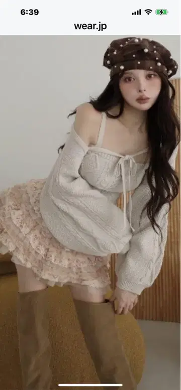 다리치 랜덤 펄 베레모 새상품, 택 포함