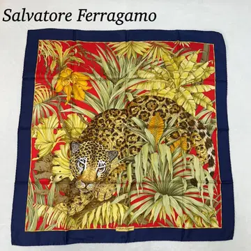 J112 미사용 새상품 살바토레 페라가모 스카프 네이비 여성용