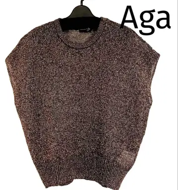 Aga 프렌치 슬리브 썸머 니트 다크 브라운