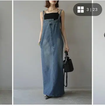비대칭 데님 원피스