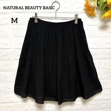 내추럴 뷰티 베이직 플리츠 스커트 무릎 기장 블랙 M 허리 72