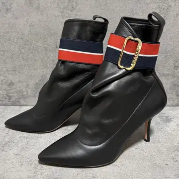 새상품 발리 앵클부츠 숏부츠 핑힐 천연 가죽 금장 장식 1811