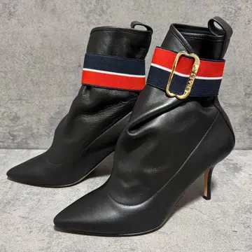 새상품 발리 앵클부츠 숏부츠 핑힐 천연 가죽 금장 장식 1811