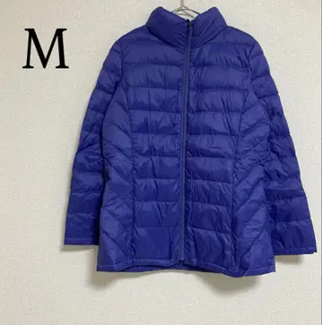 긴팔 다운 자켓 경량 아우터 M 퍼플 계열 세탁 가능 상의 파우치