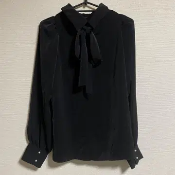 GRL 블랙 리본 포함 긴팔 블라우스