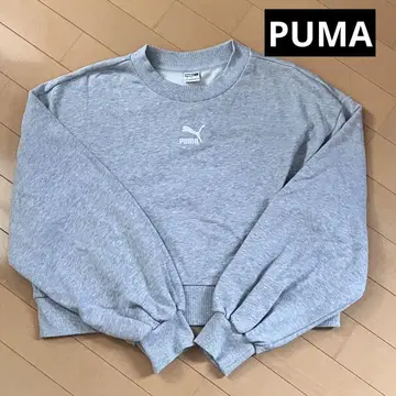PUMA 숏 기장 맨투맨 그레이