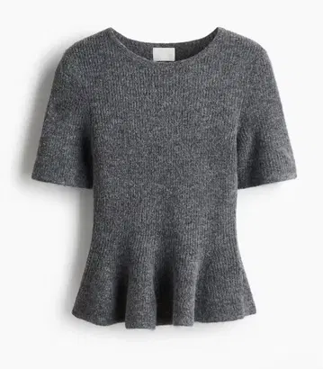 H&M 리브 니트 페플럼 상의 (L)