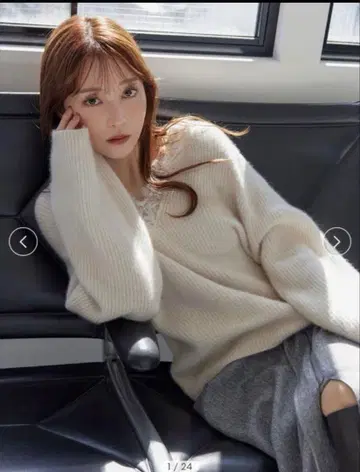 [ 미사용 새상품 ] SNIDEL 스나이델 라쿤 카라 레이스 풀오버