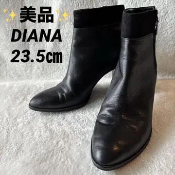 새상품급 DIANA 다이애나 숏부츠 블랙 가죽 스웨이드 블랙