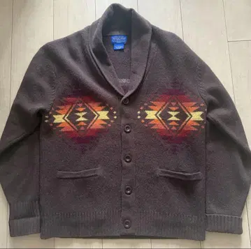Pendleton 버튼 니트 M 사이즈 브라운 기하학 패턴