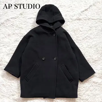 AP STUDIO 울 모사 후디 코트 블랙 더블 36