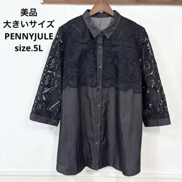 새상품급 빅 사이즈 PENNYJULE 블랙 레이스 튜닉 19호