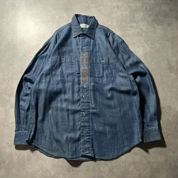 빈티지 데님 원포인트 로고 자수 치로리안 레트로 셔츠