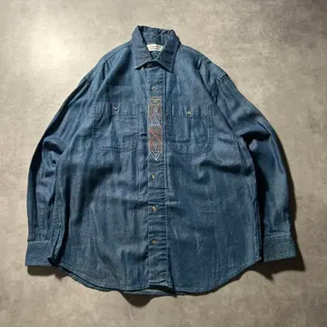 빈티지 데님 원포인트 로고 자수 치로리안 레트로 셔츠