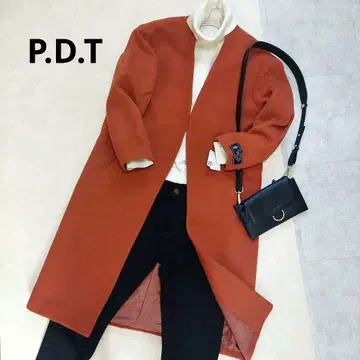 택 포함 새상품 P.D.T 노카라 롱 코트 울 혼방 정가 25,000원