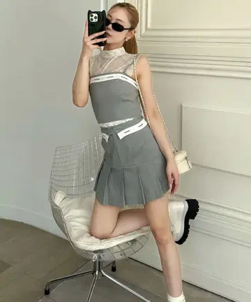 ROYAL PARTY 로고 테이프 미니 스커트 [ 미사용 ]