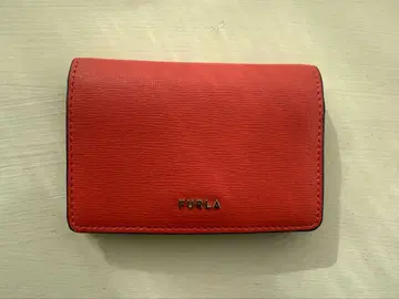 FURLA 빨간색 가죽 명함지갑 2단 접이식